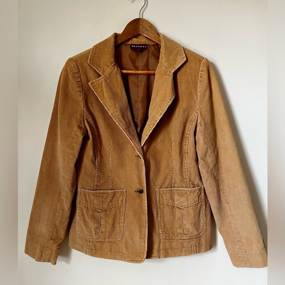 Vintage Nevada Ladies corduroy blazer , warm caramel tan colour . Size 10